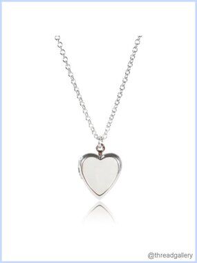 Heart Locket Necklace Silver Plating Mother of Pearl 18in Adjustable Chain
